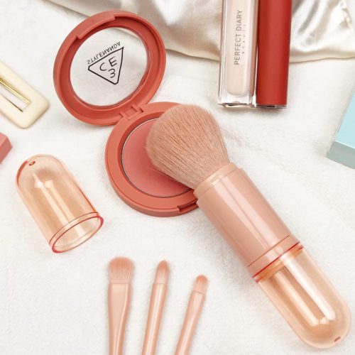 ৪ ইন ১ মেকআপ ব্রাশ সেট, প্রফেশনাল কসমেটিক মেকআপ ব্রাশ-ব্যবহারযোগ্য রিট্র্যাক্টেবল মিনি ফেসিয়াল মেকআপ টুল