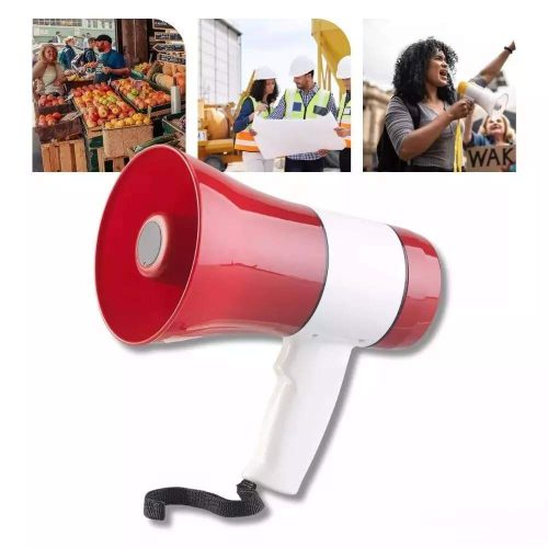 Hand Mike Speaker - Hand Mic, Handheld Megaphone with Recorder USB and Memory Card Input for Announcing; Talk; Record; Play; Siren; Music with Battery and Charger
