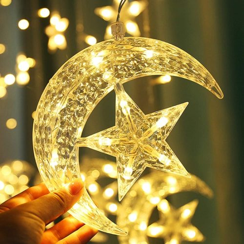 Big Star Curtain String Decoration Light-Golden