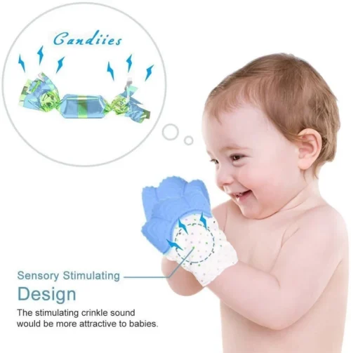 1Pcs Baby Silicone Mitten Teether Glove, Silicone Teething Mitt