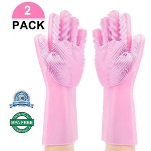 2 পিস সিলিকন ডিশ ওয়াশিং কিচেন হ্যান্ড গ্লাভস, ম্যাজিক সিলিকন ডিশ ওয়াশিং গ্লাভস-2pcs Silicone Dish Washing Kitchen Hand Gloves, Magic Silicone Dish Washing Gloves