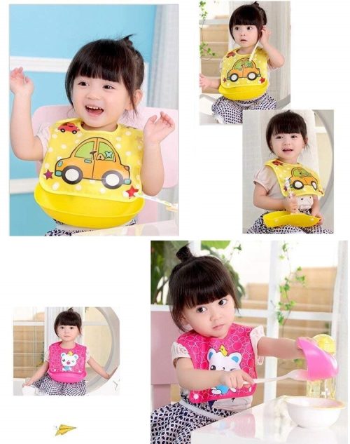 সিলিকন ফুড ক্যাচার সহ শিশুর বিবস জলরোধী পুনর্ব্যবহারযোগ্য-Baby Bibs with Silicone Food Catcher Waterproof Reusable, Silicone Baby Bib Food