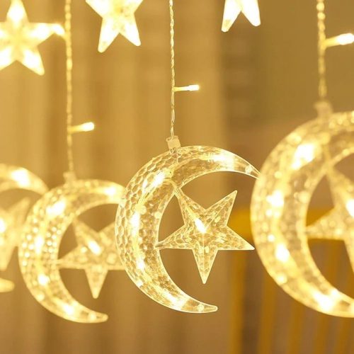 Big Star Curtain String Decoration Light-Golden