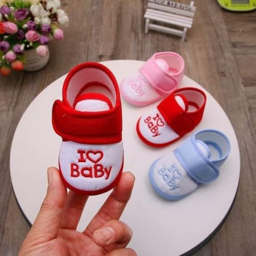 4cf4ea7c-d23a-4746-adad-ffb8e79d348f Newborn Baby Cotton Soft Shoes, I Love Baby Shoe For (0- 12 Months)