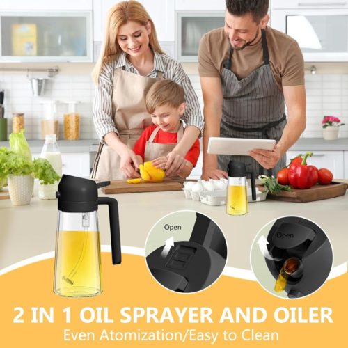 ১ এর মধ্যে ২ অয়েল স্প্রেয়ার এবং অয়েল ডিসপেনসার বোতল ৫০০ মিলি-2 in 1 Oil Sprayer and Oil Dispenser Bottle 500ml
