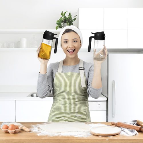 ১ এর মধ্যে ২ অয়েল স্প্রেয়ার এবং অয়েল ডিসপেনসার বোতল ৫০০ মিলি-2 in 1 Oil Sprayer and Oil Dispenser Bottle 500ml