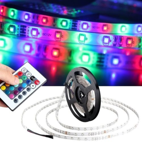 LED Strip Light Remote Control Colour Changing Light with Sticker,
