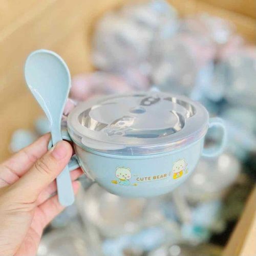 876c8baa-5e3b-43f9-874f-ad5d815a99d2 Stainless Steel Baby Feeding Bowl with Spoon Set