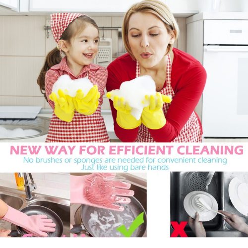 2 পিস সিলিকন ডিশ ওয়াশিং কিচেন হ্যান্ড গ্লাভস, ম্যাজিক সিলিকন ডিশ ওয়াশিং গ্লাভস-2pcs Silicone Dish Washing Kitchen Hand Gloves, Magic Silicone Dish Washing Gloves