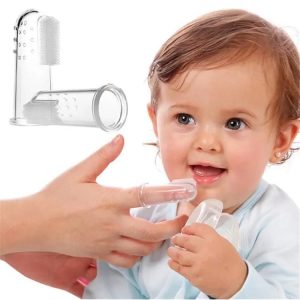 Silicon baby finger toothbrush with cover. কভার সহ সিলিকন বেবি ফিঙ্গার টুথব্রাশ