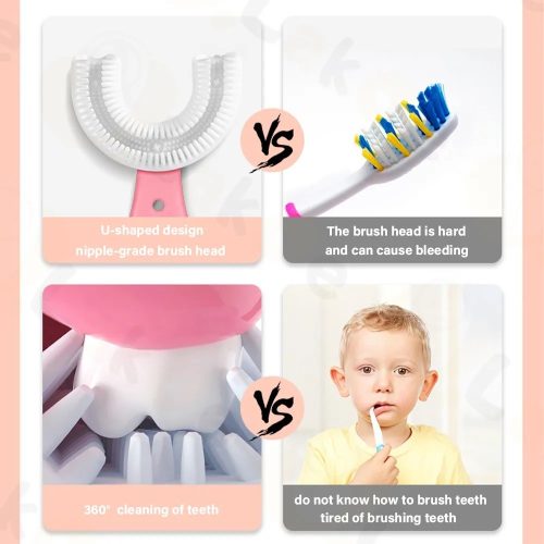 a743ff90-26c9-4bf0-888d-afc47eb83ec4 U Shaped Silicone Toothbrush for Kids Children, For Tooth Cleaning