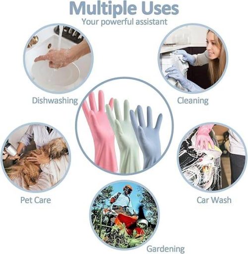 পিভিসি কিচেন গ্লাভস ২ পিস, সিলিকন ডিশ ওয়াশিং কিচেন হ্যান্ড গ্লাভস-PVC Kitchen Gloves 2Pcs, Silicone Dish Washing Kitchen Hand Gloves, Half Hand Kitchen Gloves