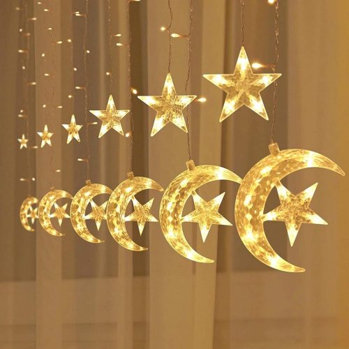 Big Star Curtain String Decoration Light-Golden
