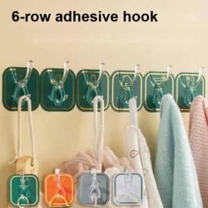 6Pcs Self Adhesive Hook Key Storage Hanger for Kitchen Bathroom Door Wall- রান্নাঘরের বাথরুমের দরজার ওয়াল জন্য 6 পিসি স্ব-আঠালো হুক কী স্টোরেজ হ্যাঙ্গার