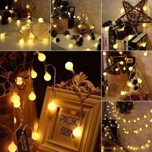 e89cf5a5-b545-4f85-bace-788127427734 20 led Ball shape Fairy Lights, warm white snow ball Waterproof Decorative Fairy Lights 20 pieces set - Room Decoration Light