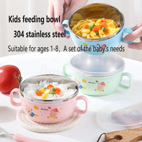 f77b742d-def8-4fd5-829d-0389594ccb57 Stainless Steel Baby Feeding Bowl with Spoon Set