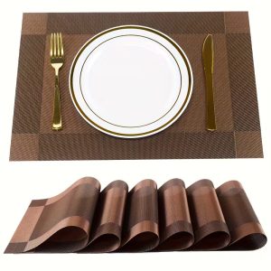 6 Piece Placemat for Dinning Coasters | Rectangular Table Placemat 6 Piece. Solid Color Table Decoration Mat, Coffee Table Pad, Household Bowl Plate Mat, Dining Table Decor, Room Decoration-ডাইনিং কোস্টারের জন্য ৬ পিস প্লেসম্যাট- দস্তরখানা।