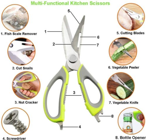 8 In 1 Kitchen Scissors, Multi-Functional kitchen Scissor- ৮ ইন ১ রান্নাঘরের কাঁচি, মাল্টি-ফাংশনাল রান্নাঘরের কাঁচি