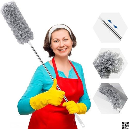 ধুলো পরিষ্কারের জন্য লম্বা হাতলযুক্ত মাইক্রোফাইবার ফেদার সিলিং ডাস্টার