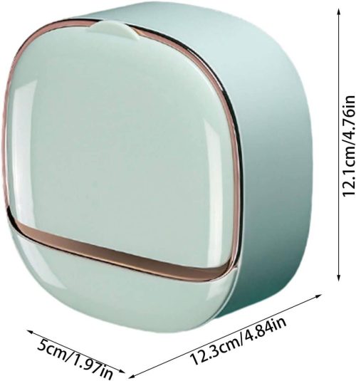 Wall Mounted Soap Box, Flip Lid Soap Dish with Drip Tray, No Drilling, Waterproof Soap Holder, Self-Adhesive Soap Dish, Soap Dish Soap Box for Bathroom, Kitchen, Shower, School,