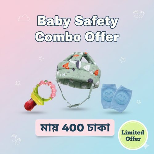 Baby Safety & Care 3-in-1 Combo Pack (Helmet, Knee Pads & Food Feeder)